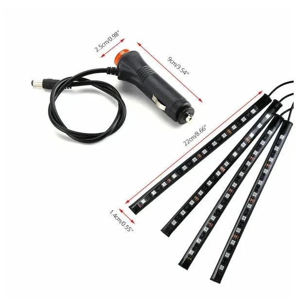 4X 48LED RGB Car Interior Atmosphere Light Strip Bar Bluetooth APP Music Control - Dazzling Beauty Solution