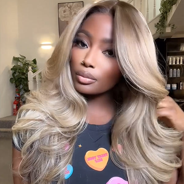 Highlight Honey Blonde Lace Front Body Wave Transparent Lace Wig 100% Human Hair Glueless Wig