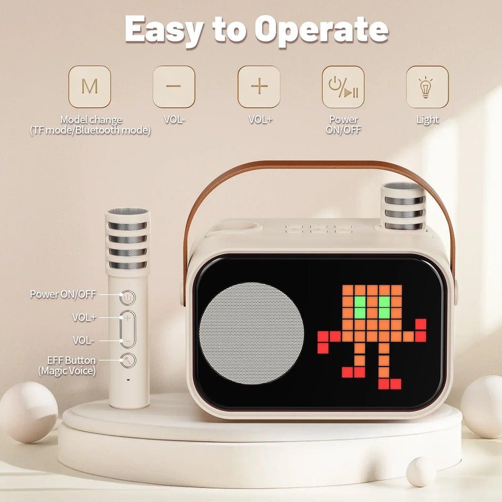 JYX Mini Karaoke Machine with 2 Mics – Bluetooth, LED Display, Portable Speaker - Dazzling Beauty Solution