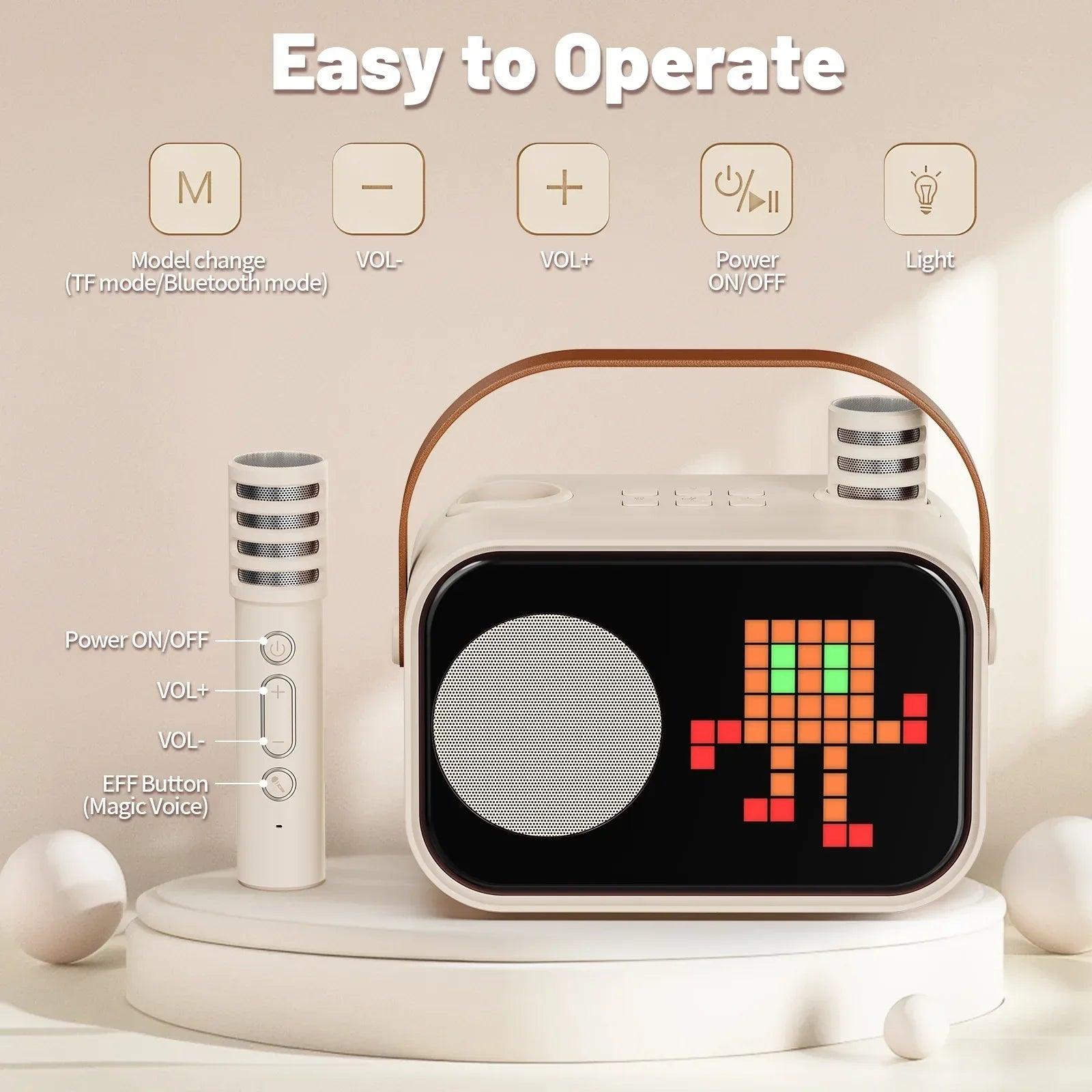 JYX Mini Karaoke Machine with 2 Mics – Bluetooth, LED Display, Portable Speaker - Dazzling Beauty Solution