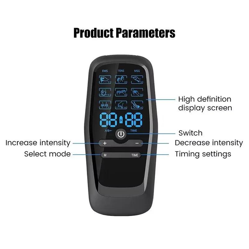 TENS Electric Muscle Stimulator – 6 Modes, 19 Intensity Levels for Pain Relief with Hydrogel Pads & USB Rechargeable - Dazzling Beauty Solution