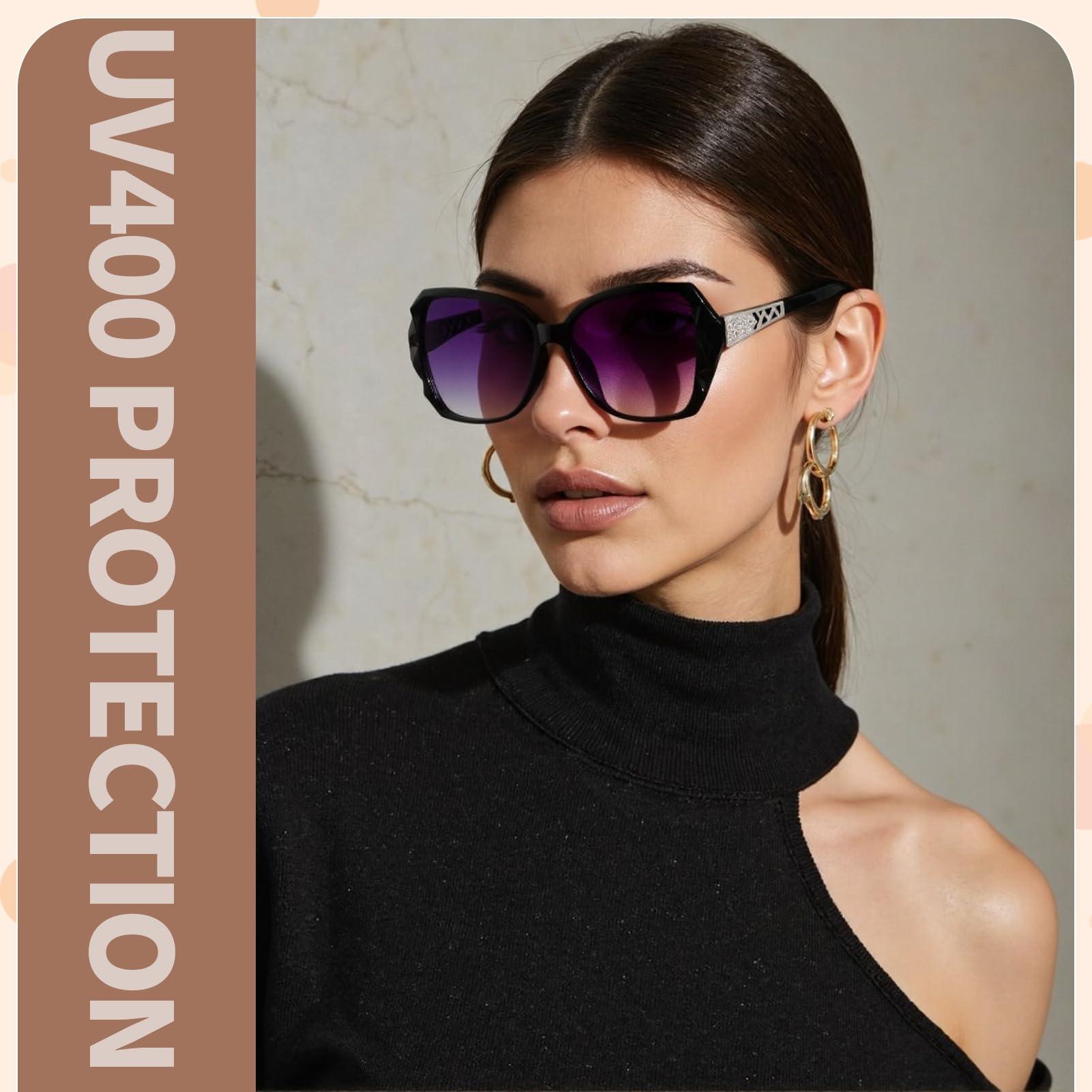 Oversized Rhinestone Sunglasses Set - Dazzling look.