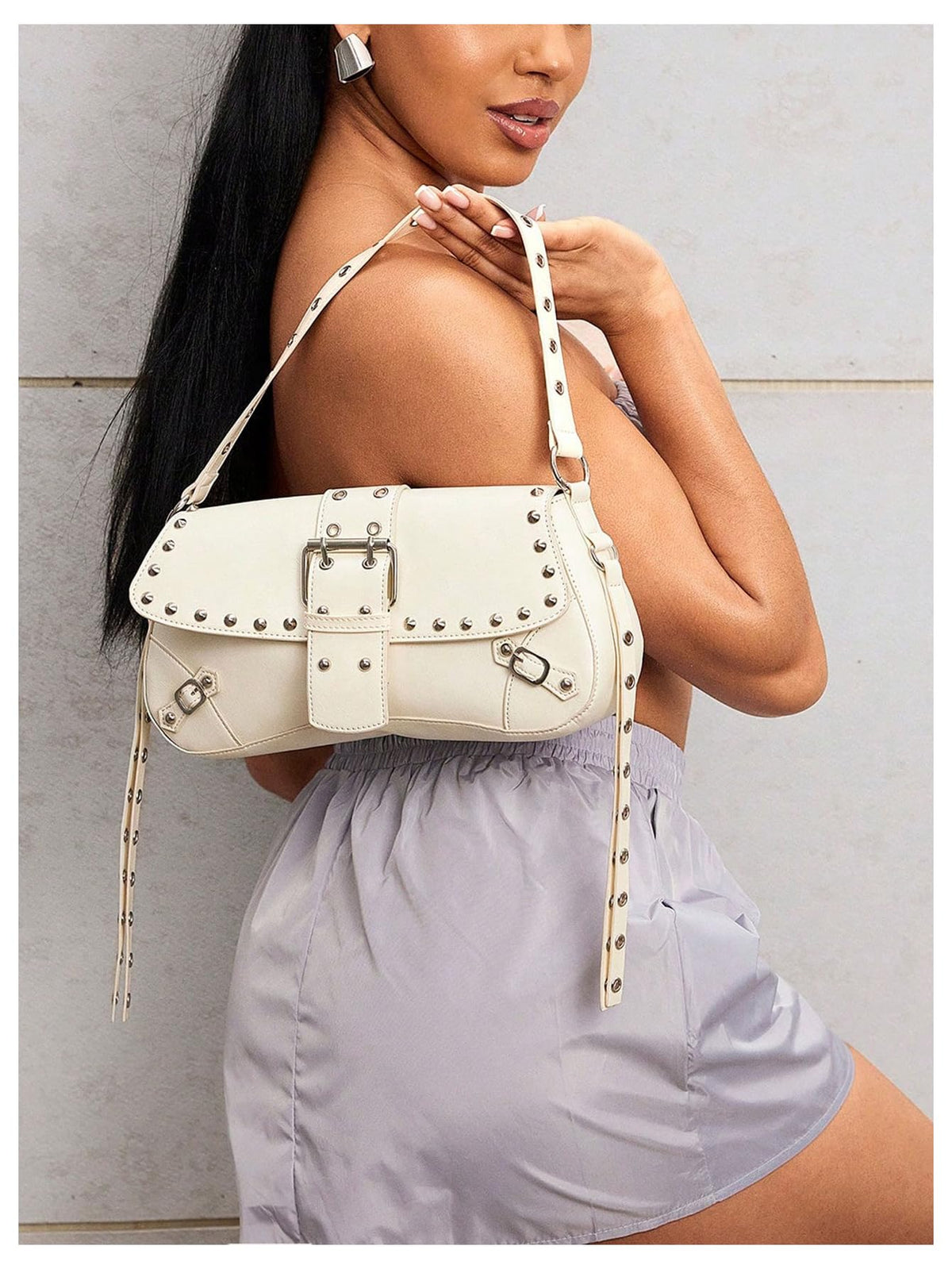 Verdusa Women's Y2K Studded Punk Shoulder Bag | Goth Faux Leather Purse | 15 Colors