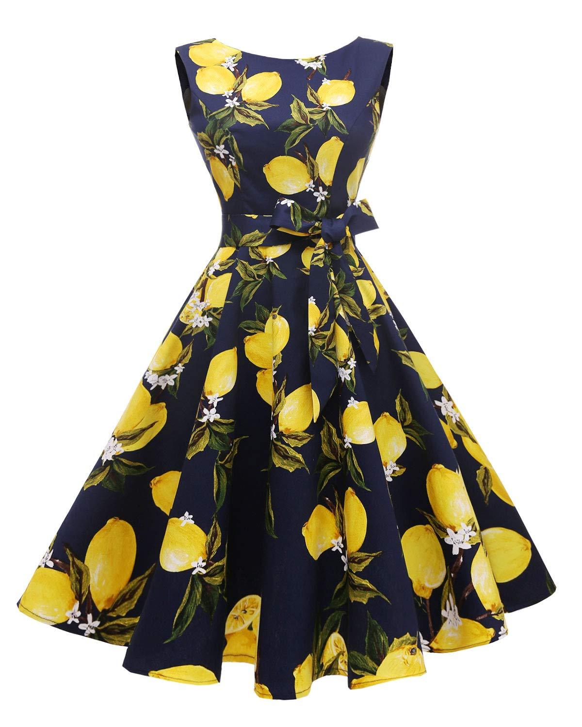 Women's Boatneck Sleeveless Swing Vintage 1950s Cocktail Dress