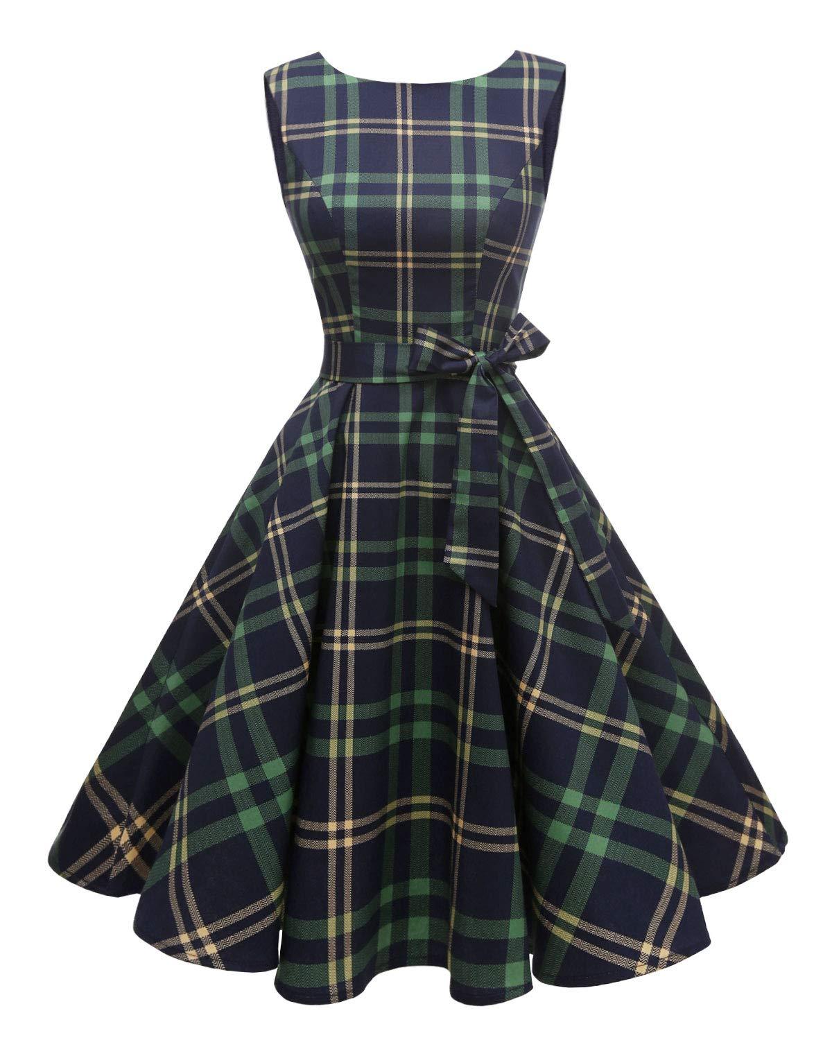 Women's Boatneck Sleeveless Swing Vintage 1950s Cocktail Dress