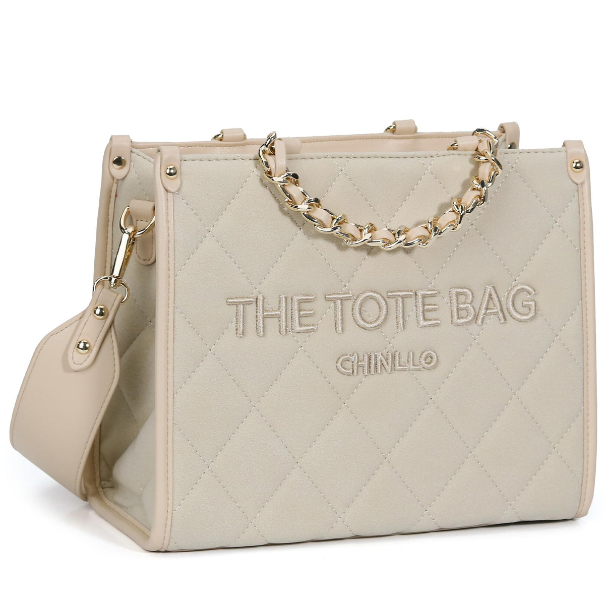 Chinllo Tote Bag for Women – Quilted Satchel Purse with Detachable Shoulder Strap | Small, Medium, Large