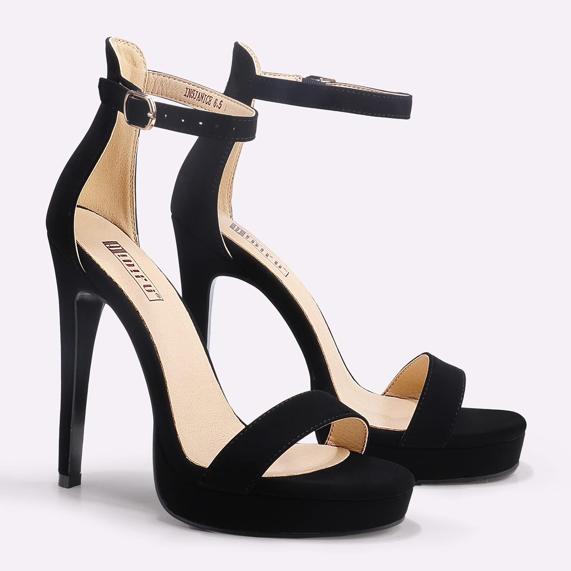 IDIFU Women's 5" Platform Stiletto Heel Sandals | Ankle Strap Open Toe | Wedding & Party
