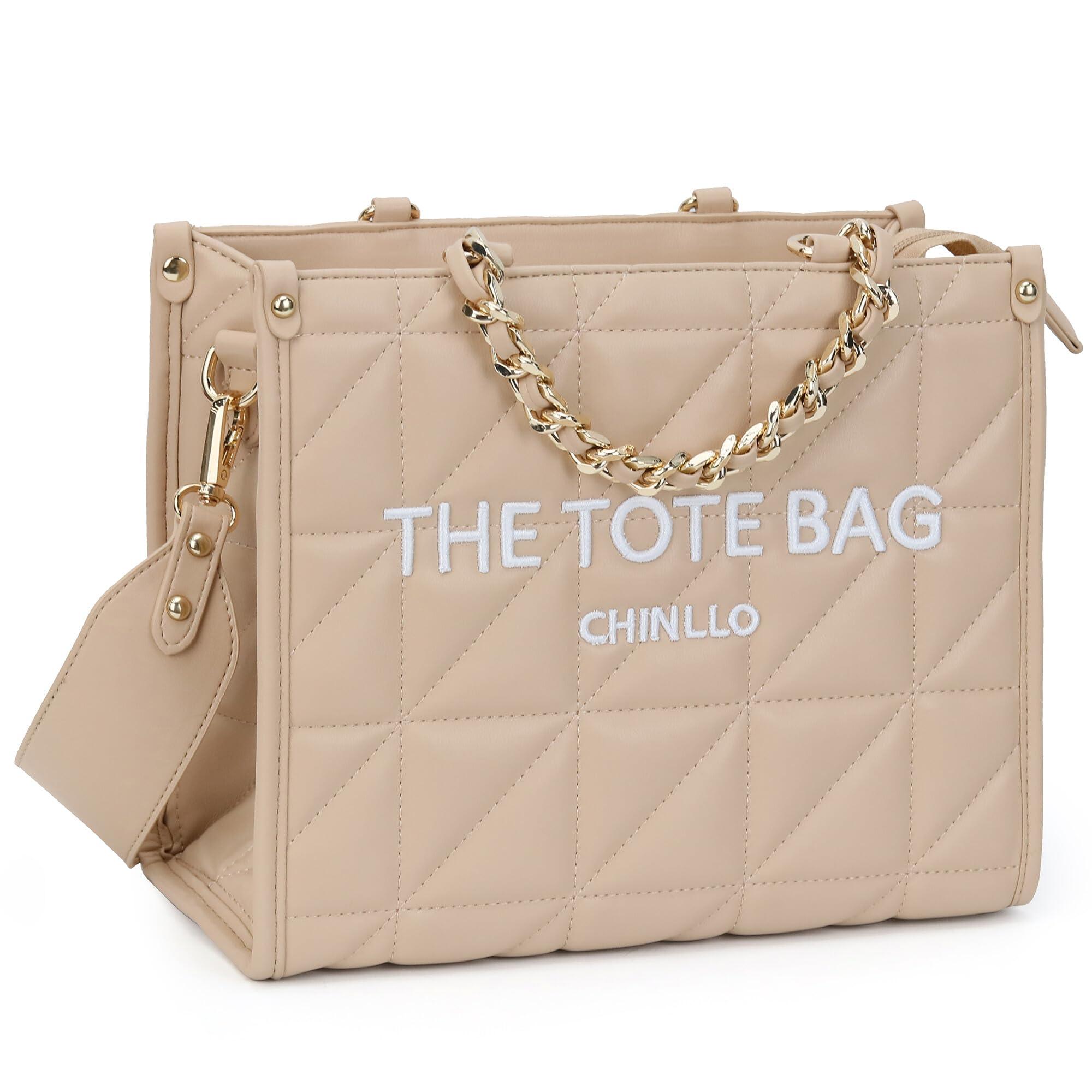 Chinllo Tote Bag for Women – Quilted Satchel Purse with Detachable Shoulder Strap | Small, Medium, Large