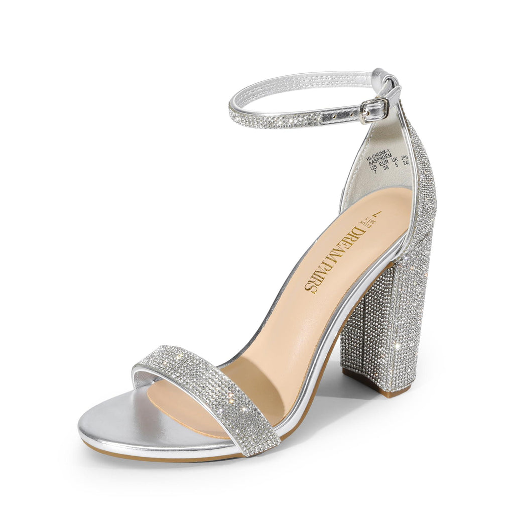 DREAM PAIRS Women's Hi-Chunk 4" Chunky Heel Sandals | Open Toe Ankle Strap | Vegan Leather