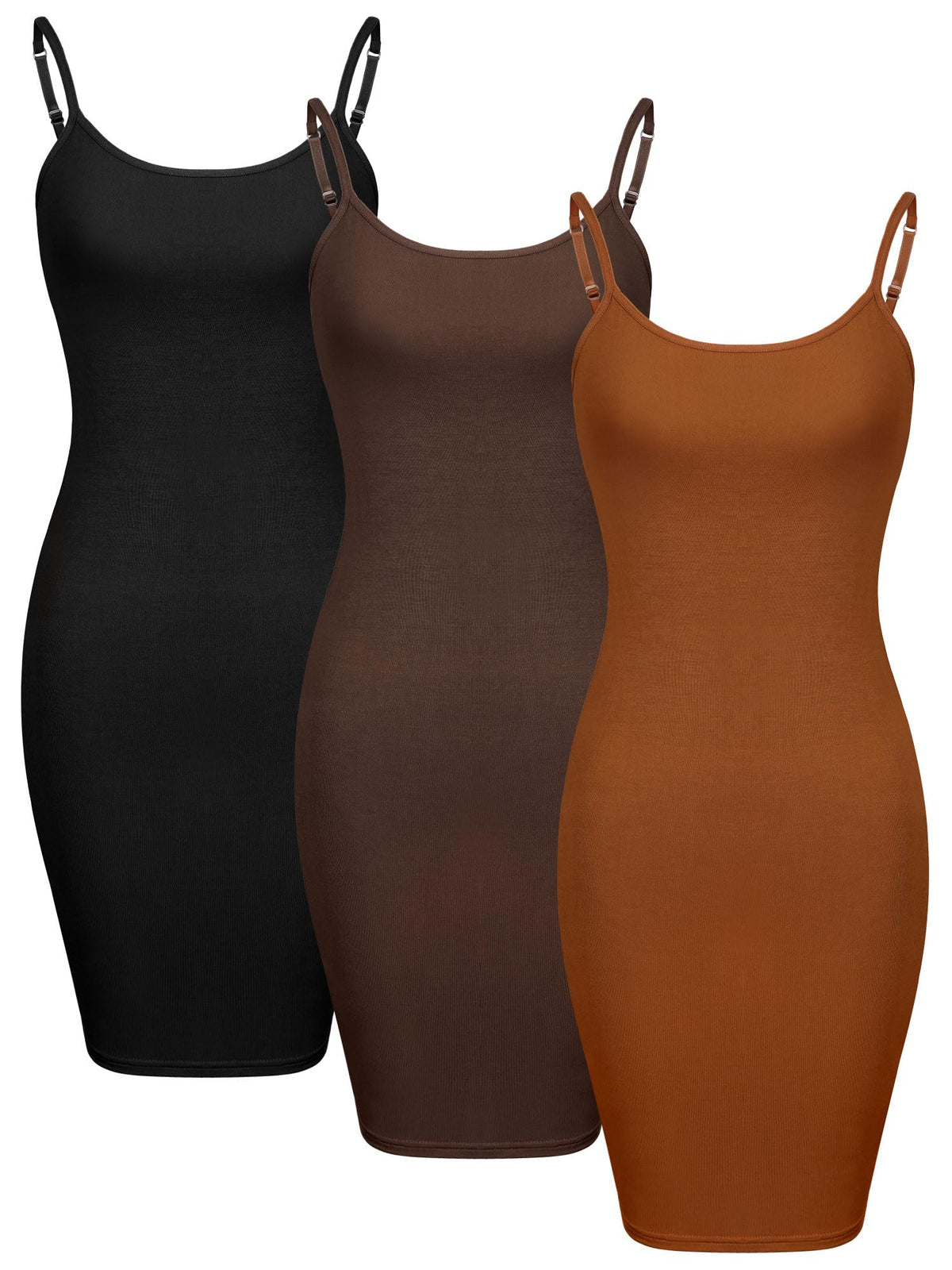 3-Piece Basic Cami Tank Set - Women's Long Adjustable Strap Tops (S-XXL)