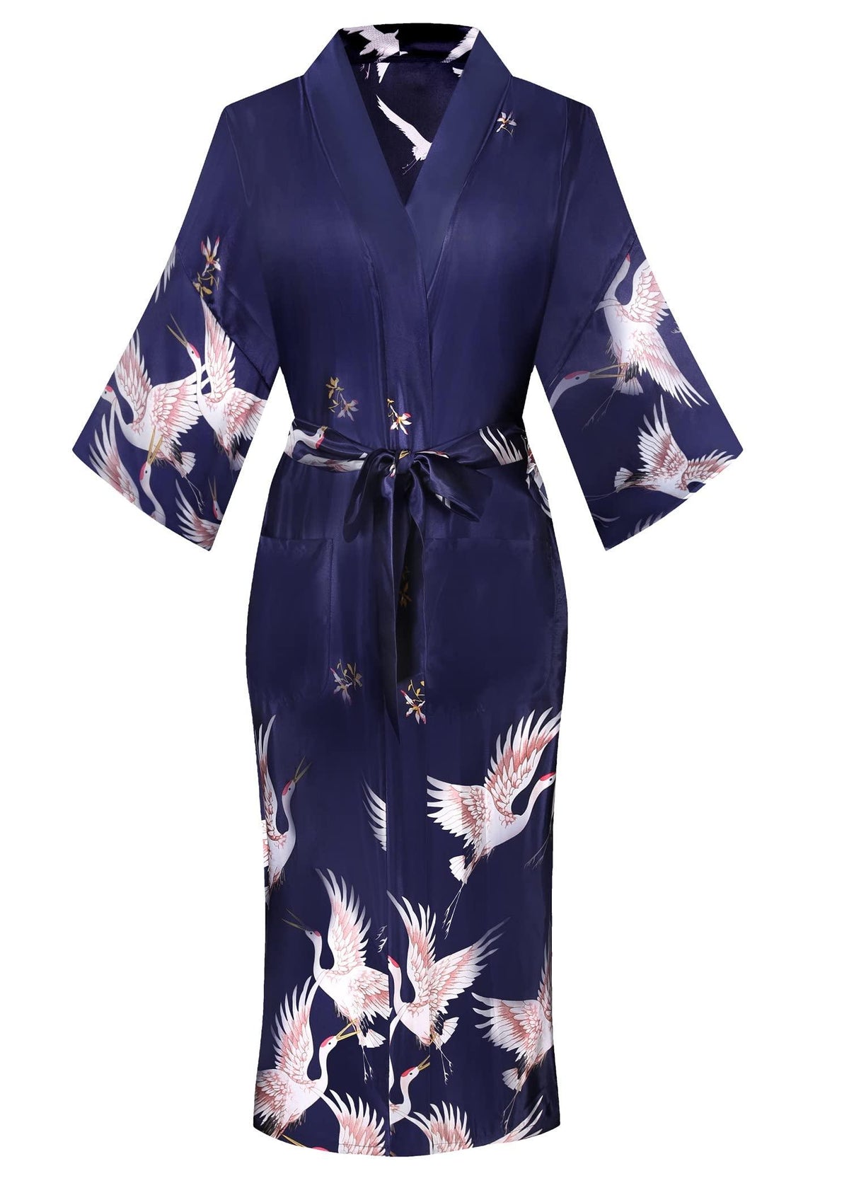 Women's Floral/Patterned Silky Kimono Robes Long Satin Bathrobes Sleepwear Loungewear