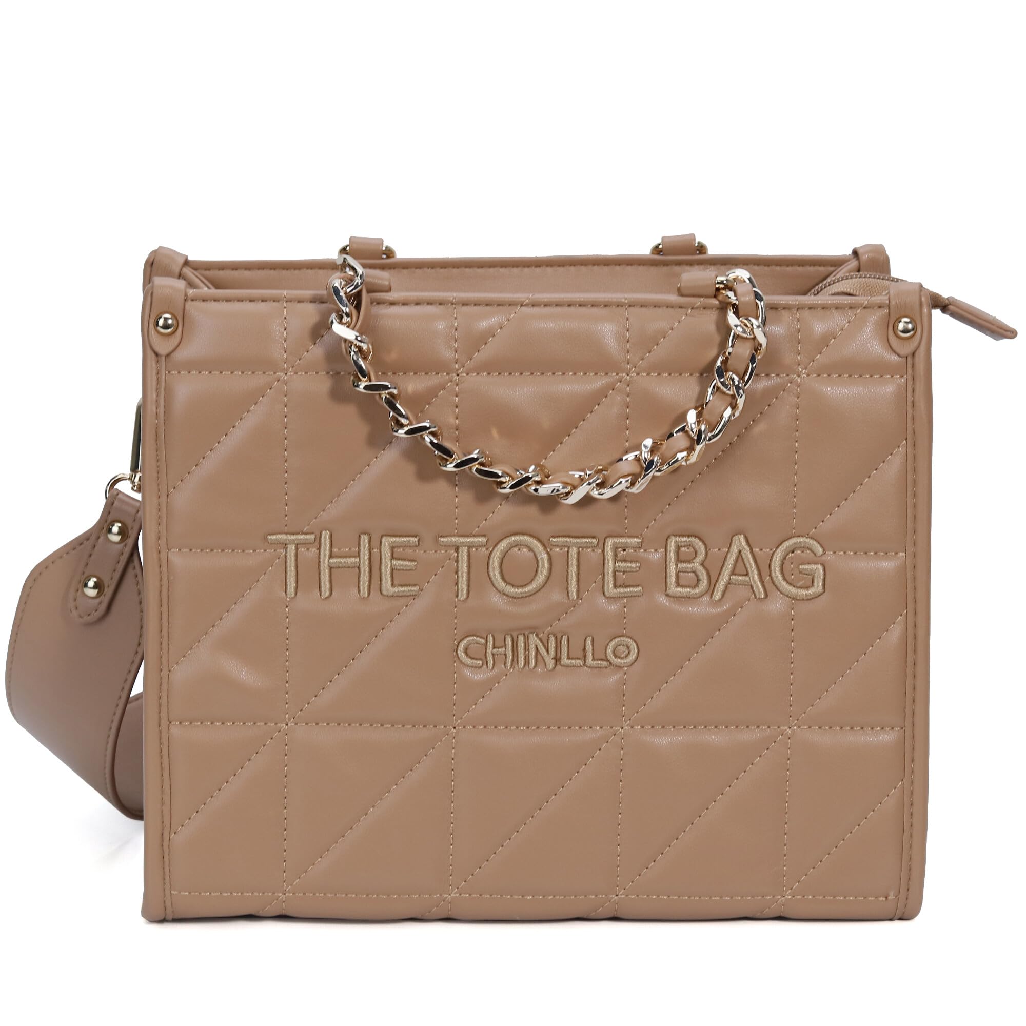 Chinllo Tote Bag for Women – Quilted Satchel Purse with Detachable Shoulder Strap | Small, Medium, Large