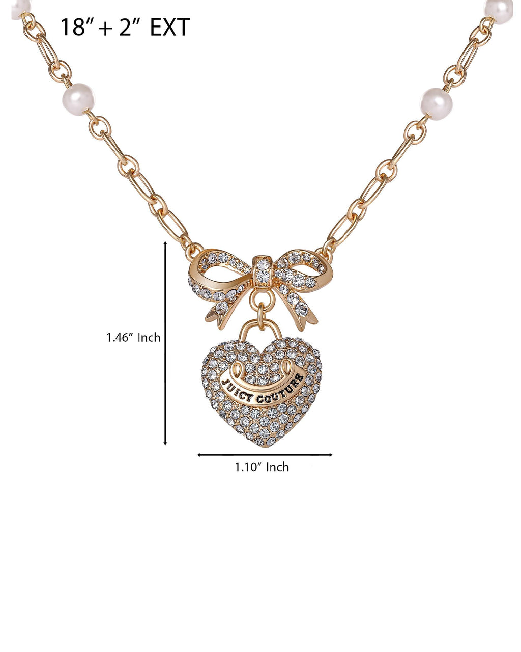 Juicy Couture Gold-Tone Logo Heart Pendant Necklace for Women