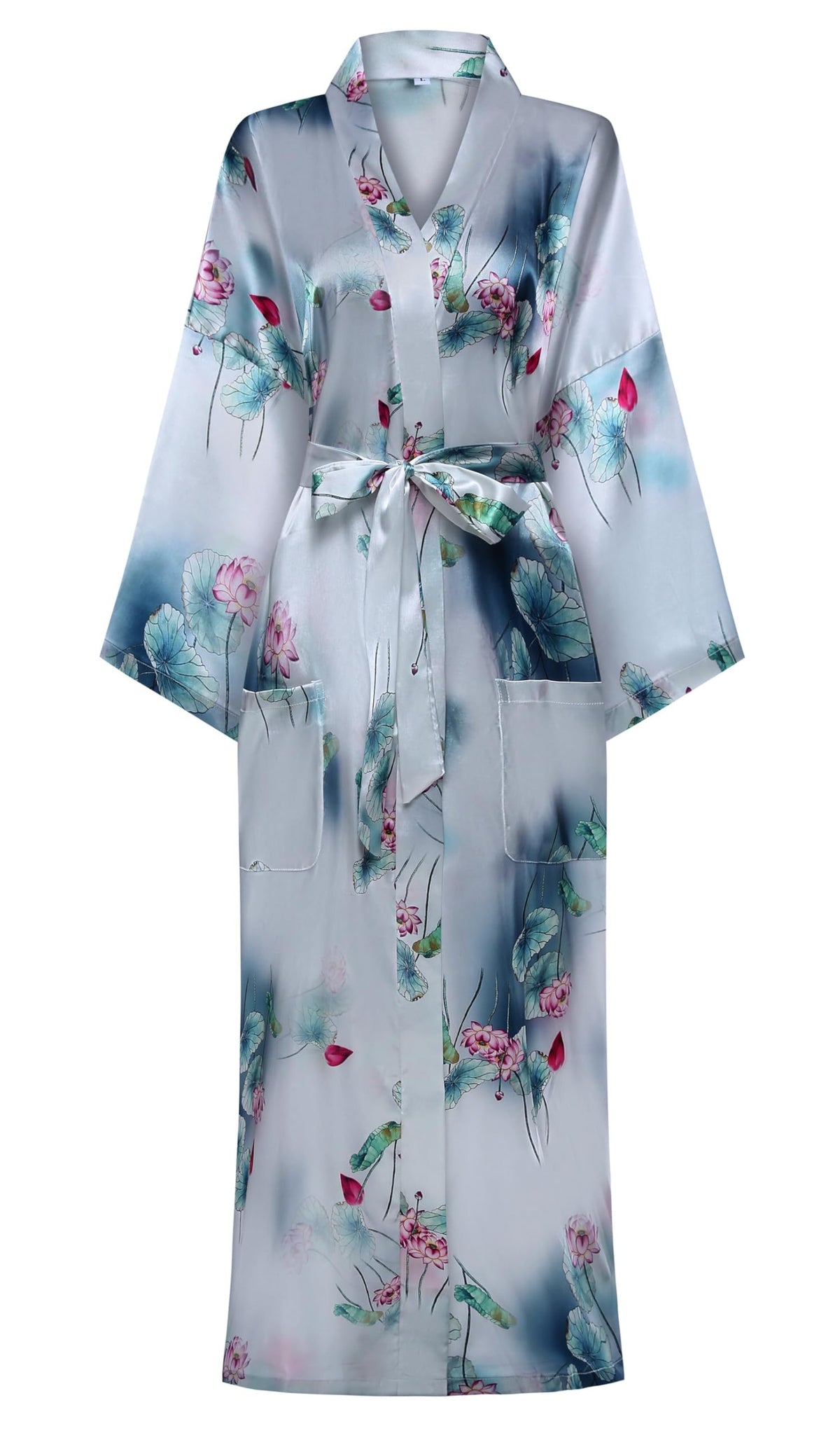 Women's Floral/Patterned Silky Kimono Robes Long Satin Bathrobes Sleepwear Loungewear