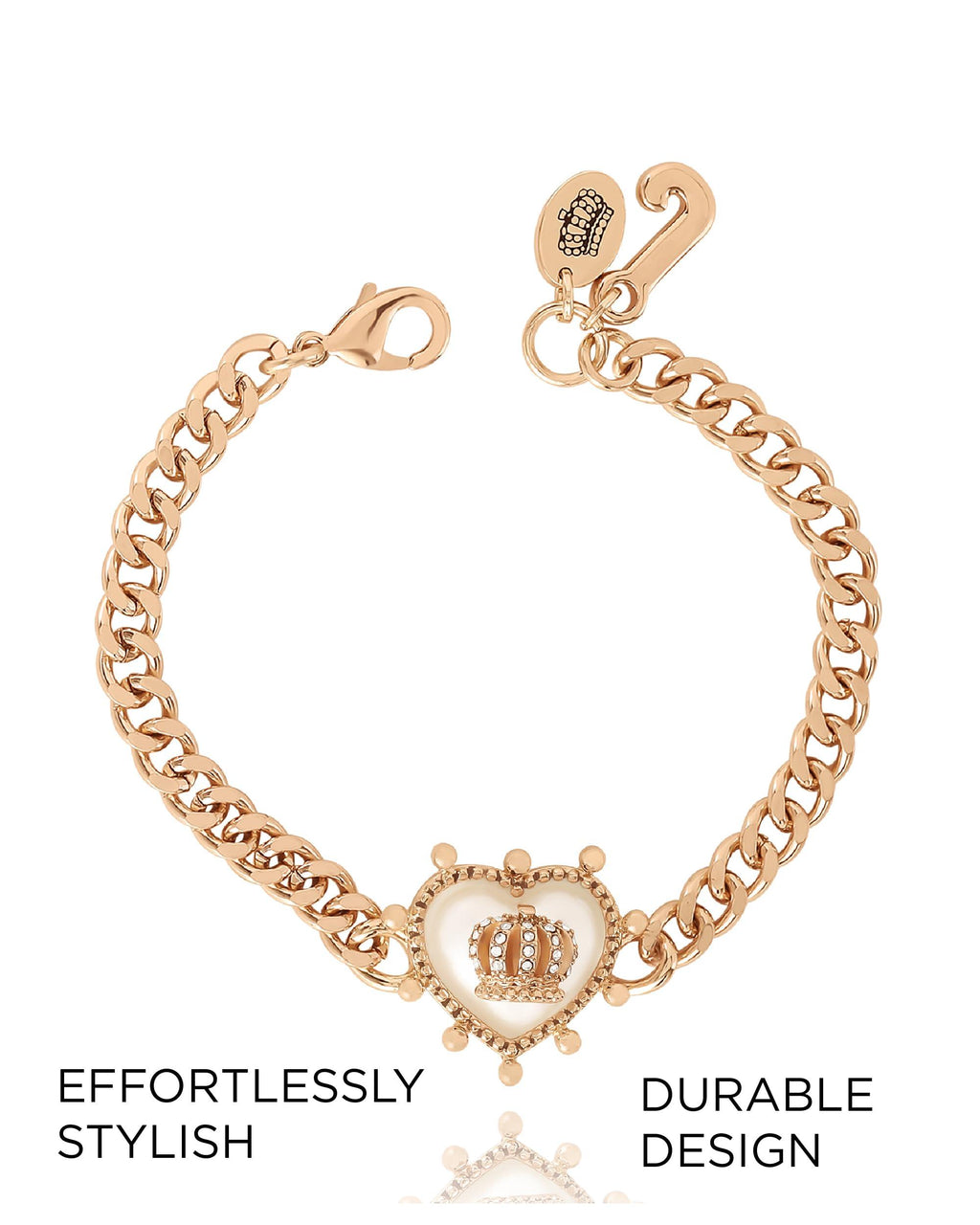 Juicy Couture Heart Charm Bracelet | Gold & Silver Tone | Toggle & Lobster Clasp | Gift for Her
