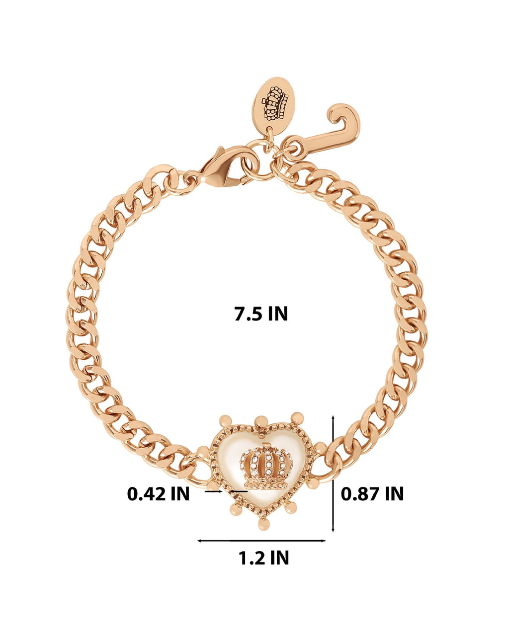 Juicy Couture Heart Charm Bracelet | Gold & Silver Tone | Toggle & Lobster Clasp | Gift for Her