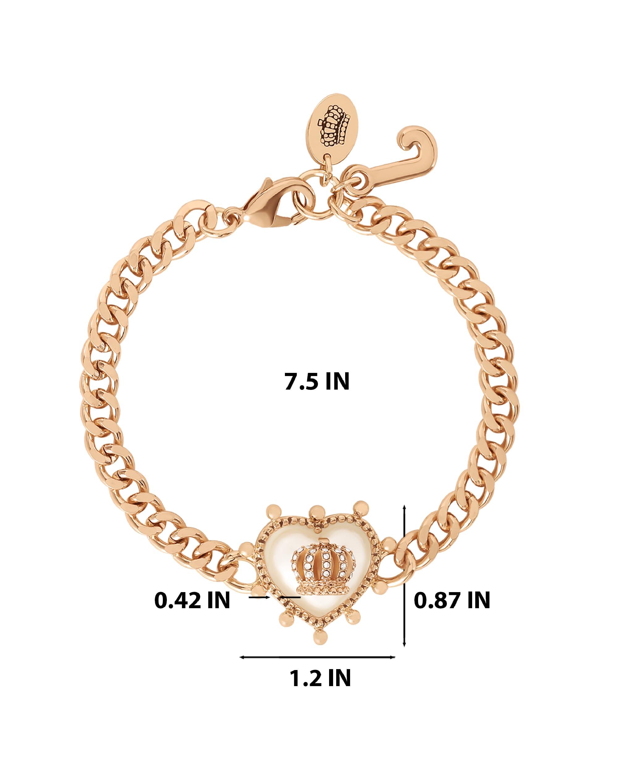 Juicy Couture Heart Charm Bracelet | Gold & Silver Tone | Toggle & Lobster Clasp | Gift for Her