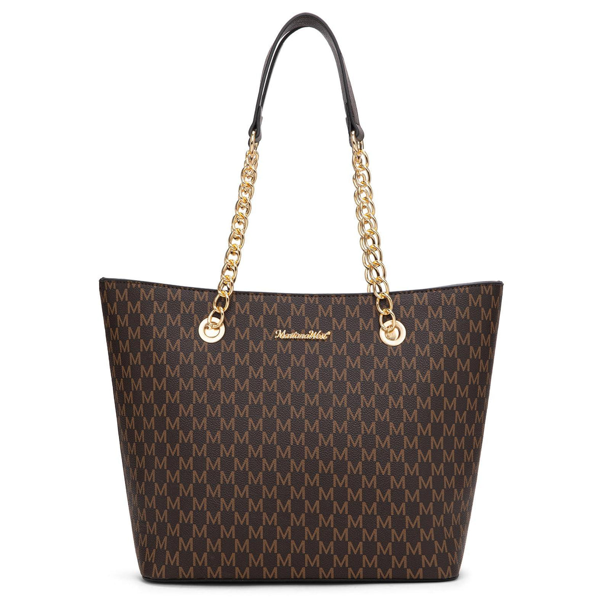 Montana West Chain Top-Handle Tote Bag Large Capacity Vegan Leather