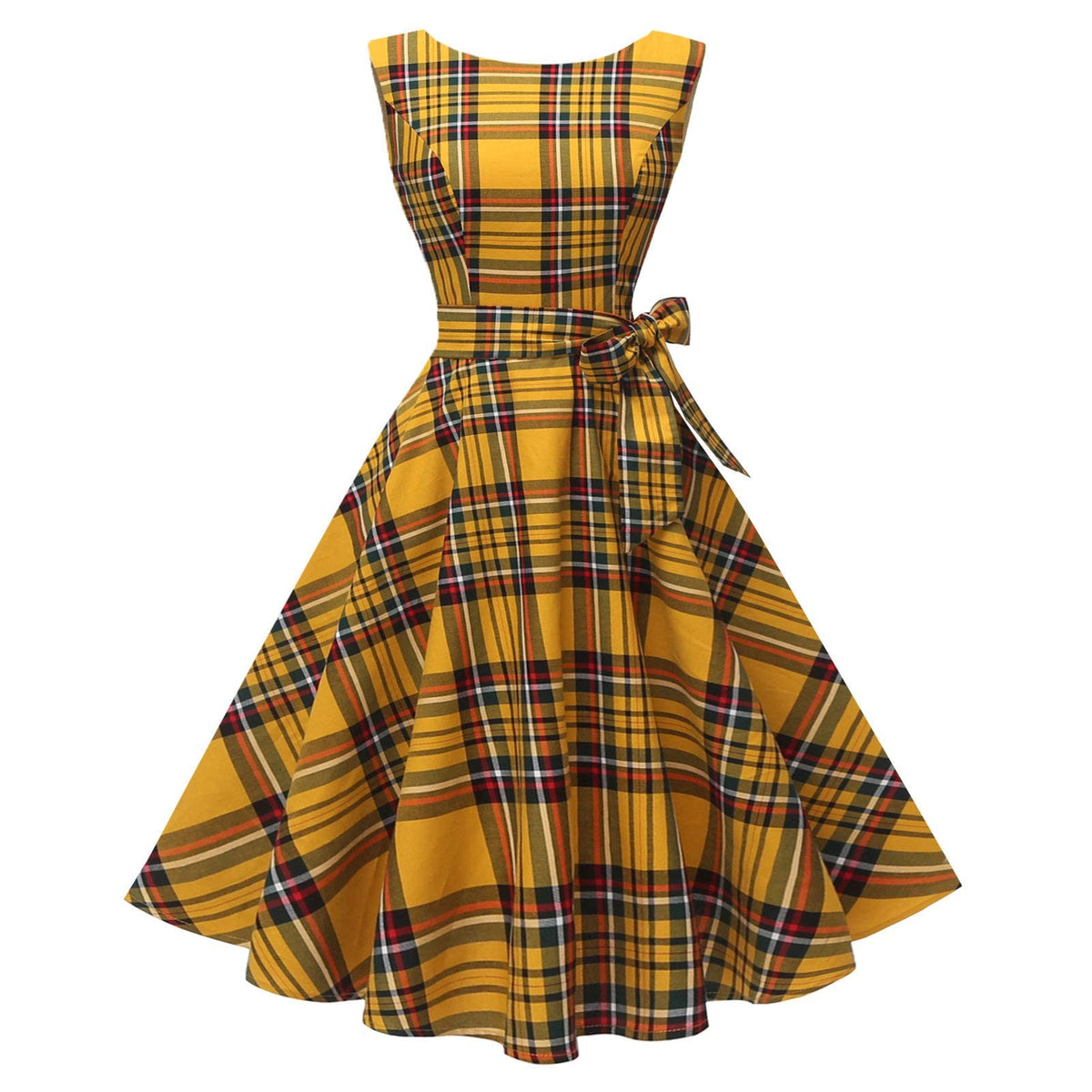 Women's Boatneck Sleeveless Swing Vintage 1950s Cocktail Dress