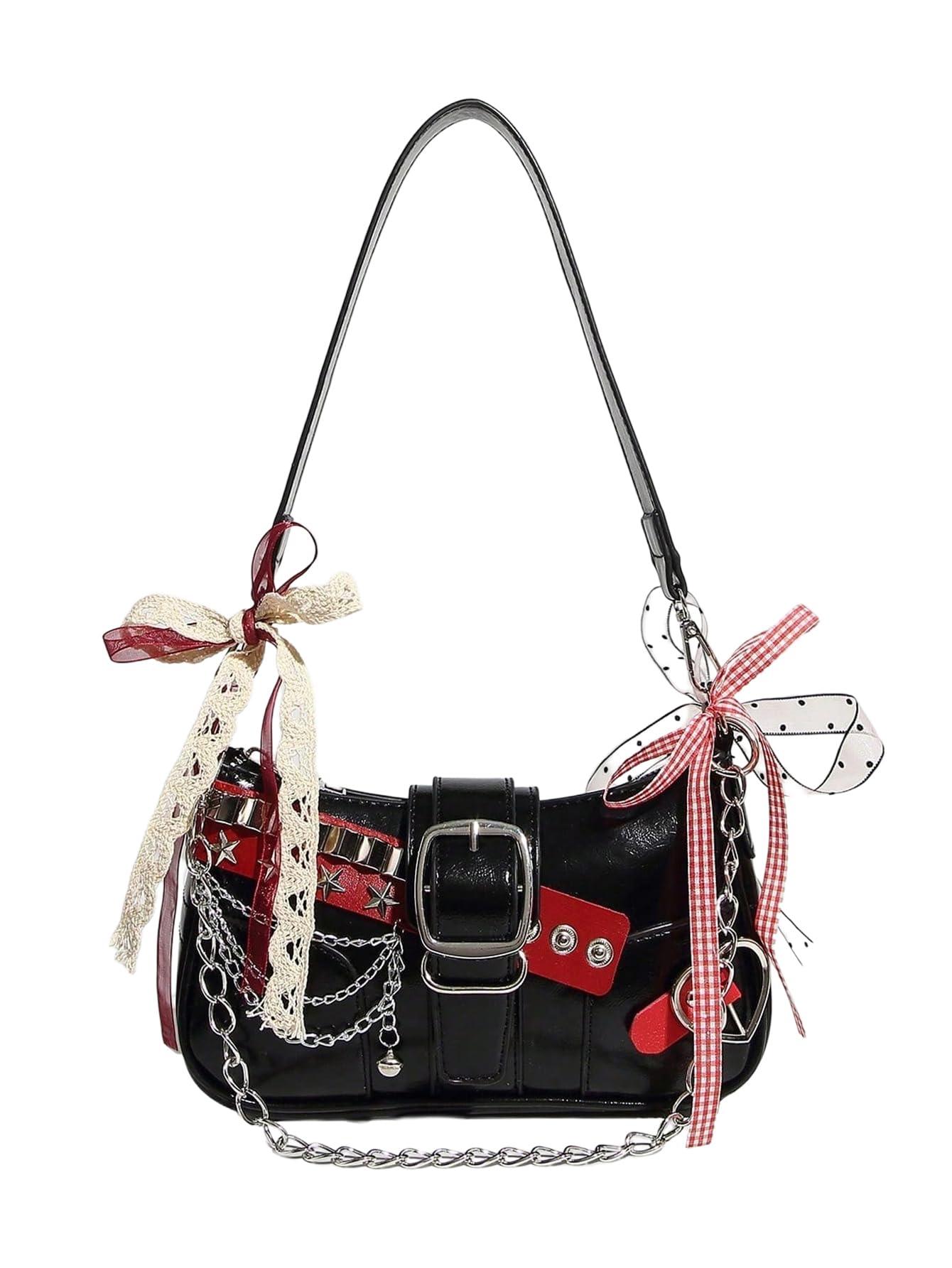 Verdusa Women's Y2K Star Mini Chain Hobo Bag | PU Leather Shoulder Purse | 21 Colors