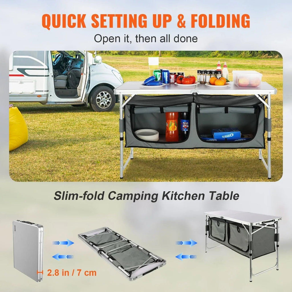 VEVOR Folding Camping Kitchen Table – Portable Outdoor Cooking Station - Dazzling Beauty Solution