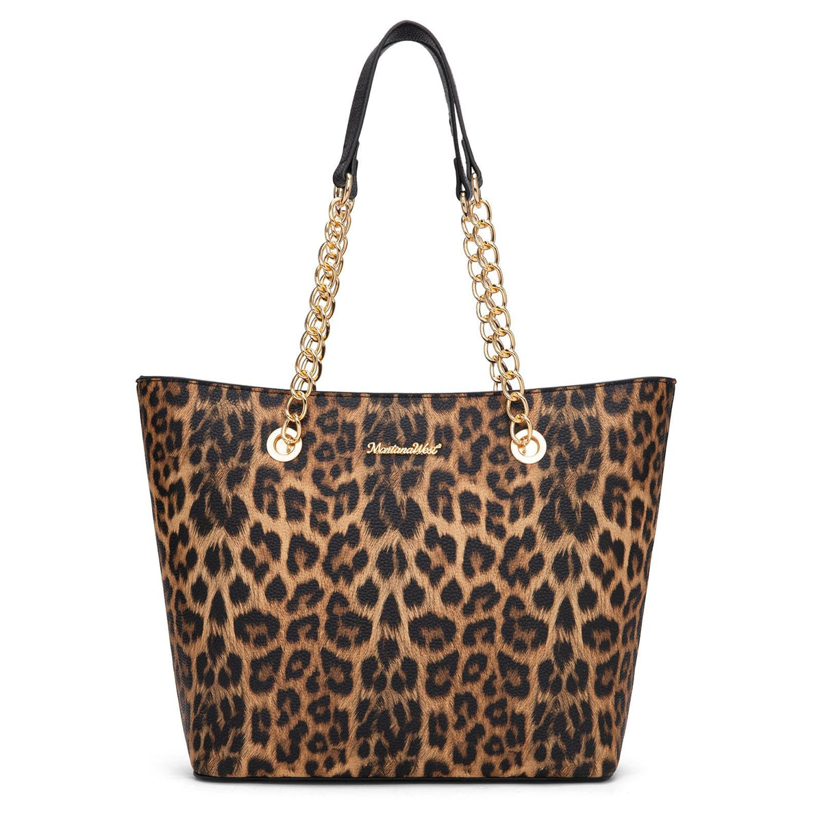 Montana West Chain Top-Handle Tote Bag Large Capacity Vegan Leather