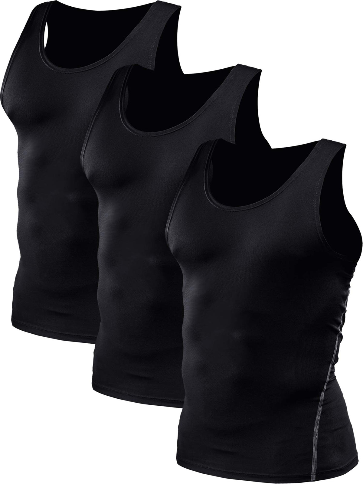 NELEUS Men's Athletic Compression Tank Top - Base Layer Sport Undershirt 3-Pack