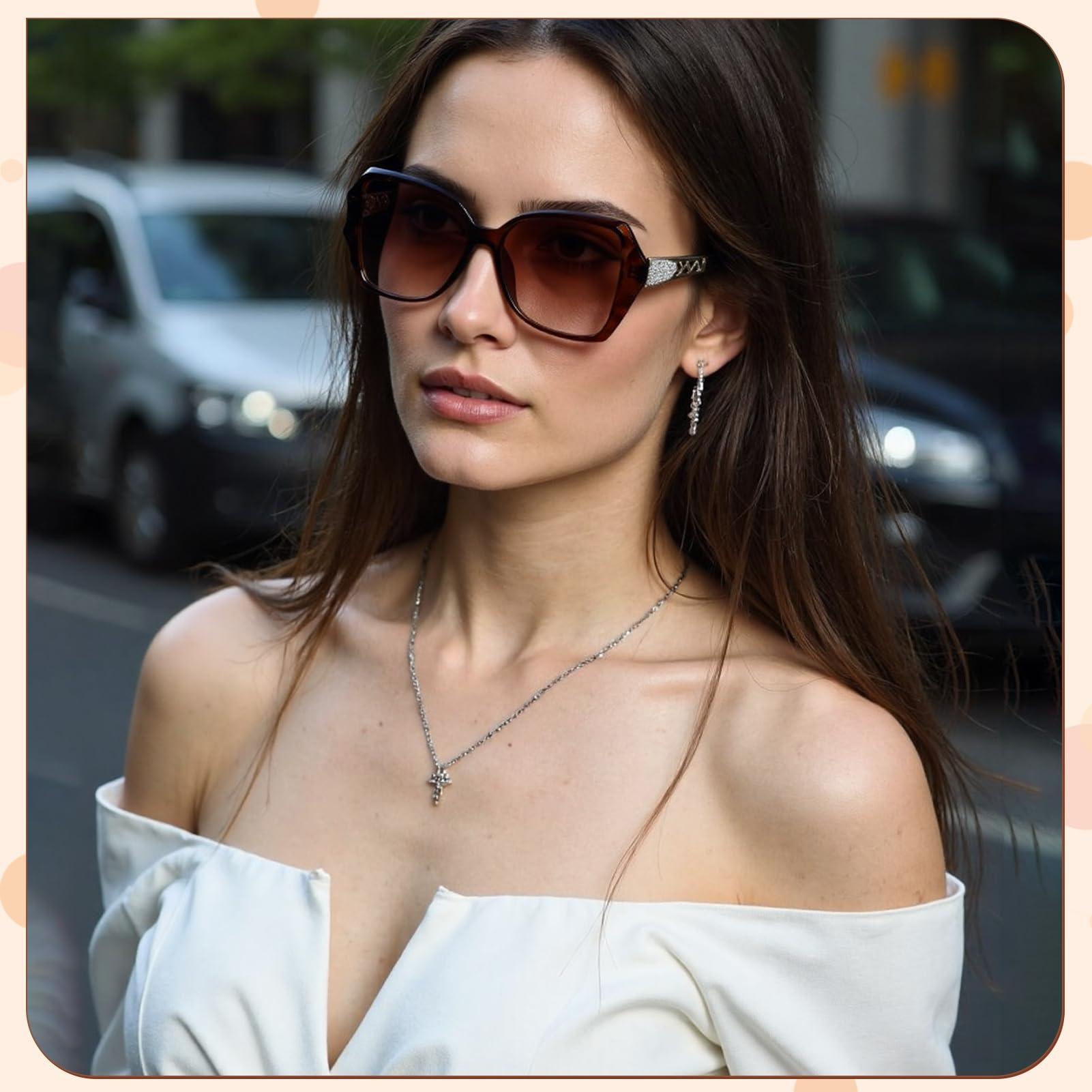Oversized Rhinestone Sunglasses Set - Dazzling look.