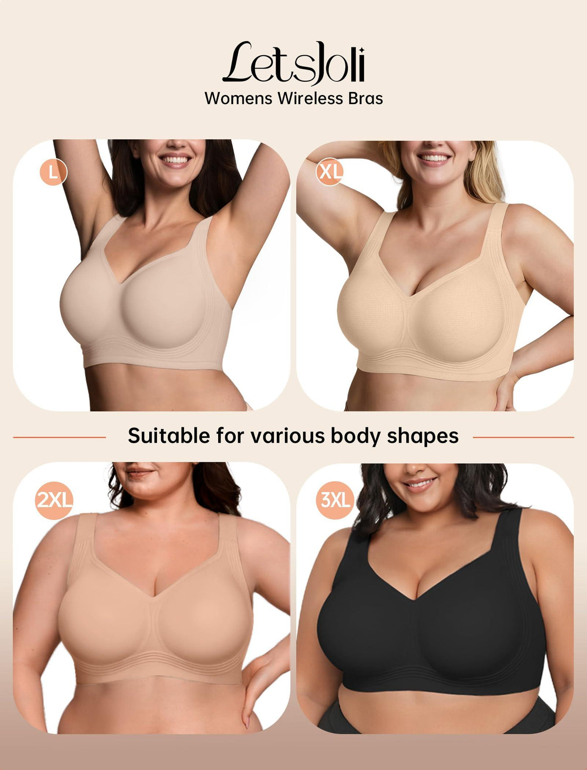 LetsJoli Jelly Bras for Women No Underwire Plus Size Push Up Supportive