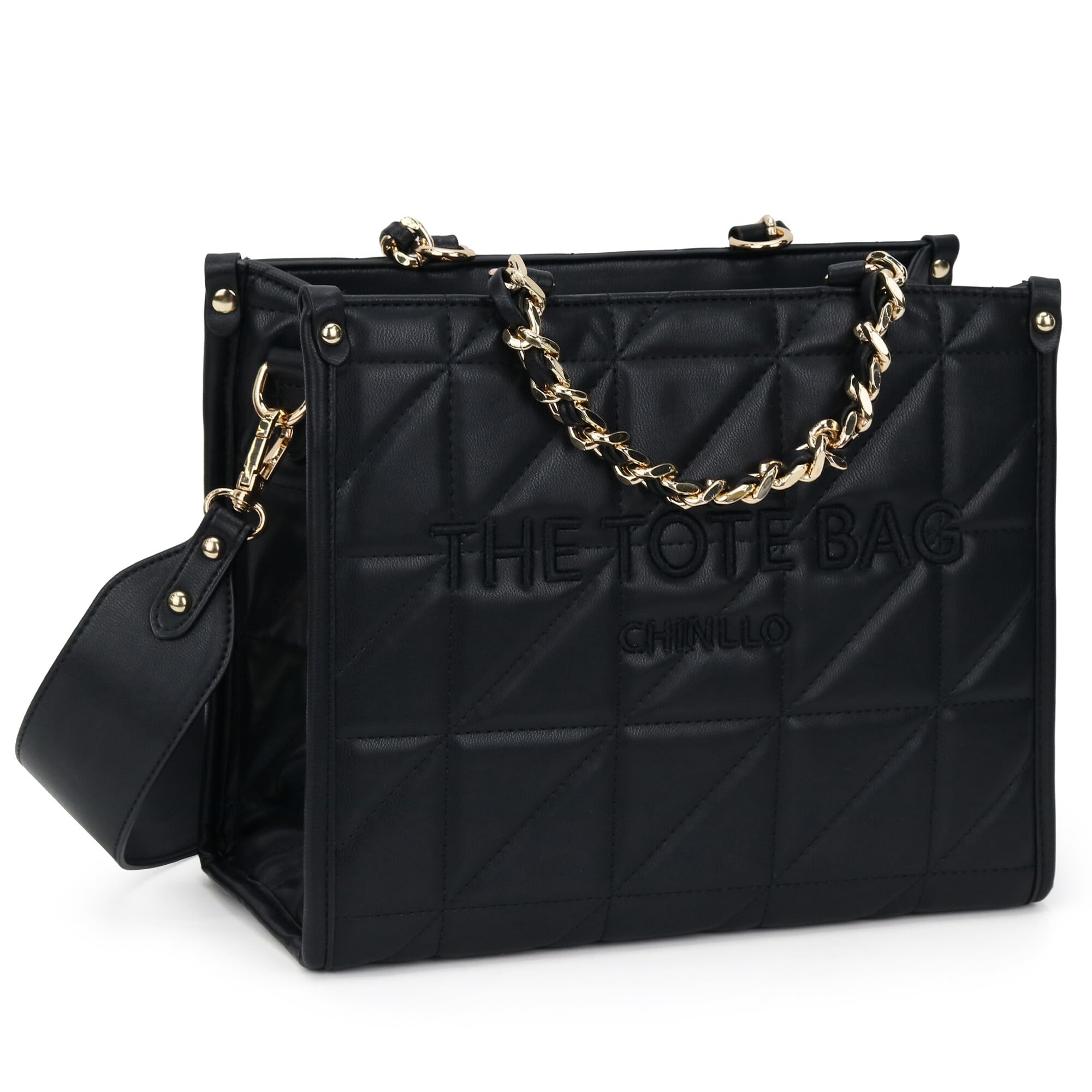 Chinllo Tote Bag for Women – Quilted Satchel Purse with Detachable Shoulder Strap | Small, Medium, Large