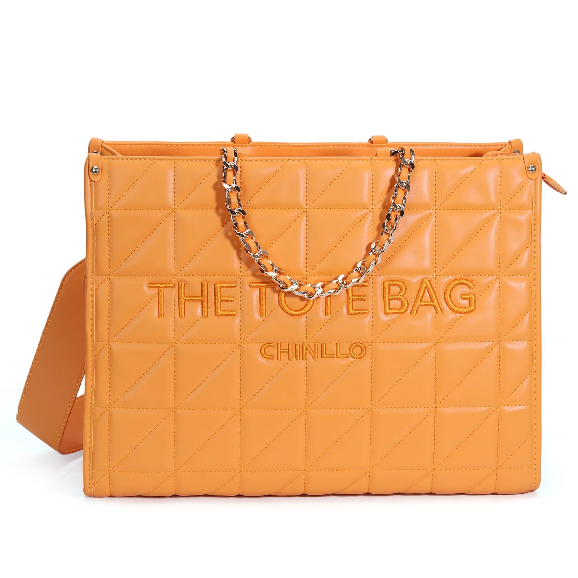 Chinllo Tote Bag for Women – Quilted Satchel Purse with Detachable Shoulder Strap | Small, Medium, Large