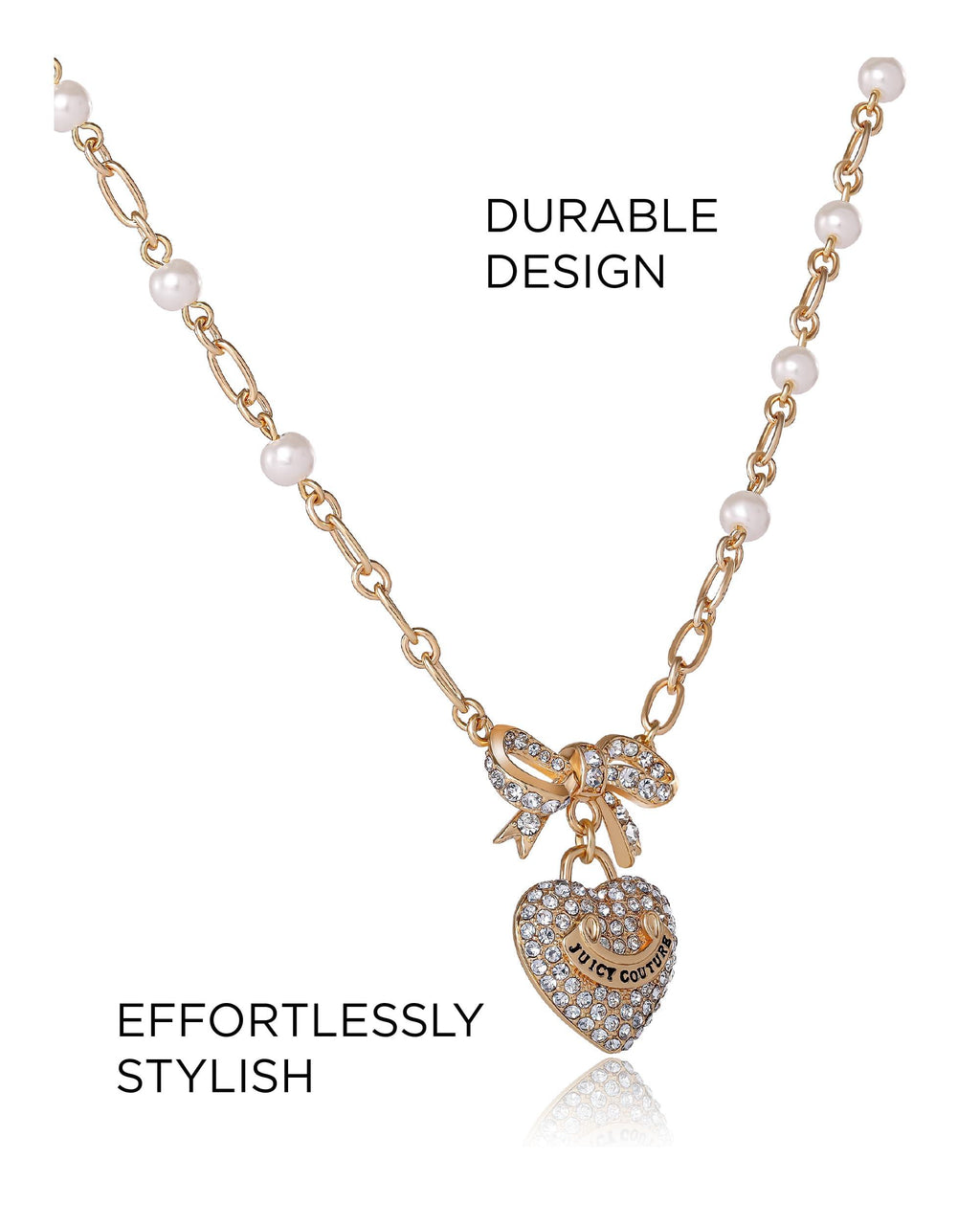 Juicy Couture Gold-Tone Logo Heart Pendant Necklace for Women