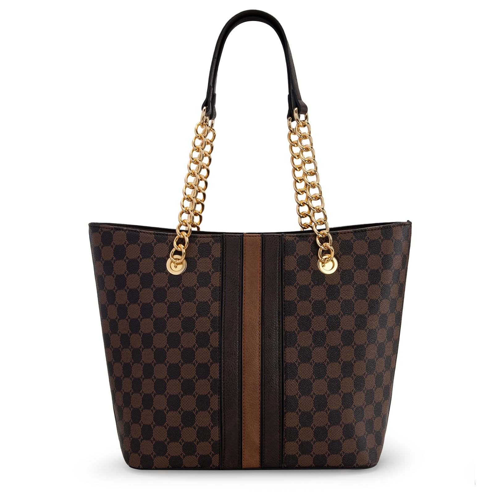 Montana West Chain Top-Handle Tote Bag Large Capacity Vegan Leather