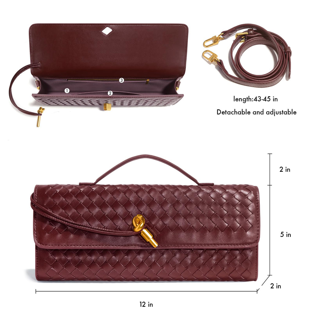 Jumping Deer Woven Clutch Purse | PU Leather Evening Bag | Clutch, Shoulder & Crossbody