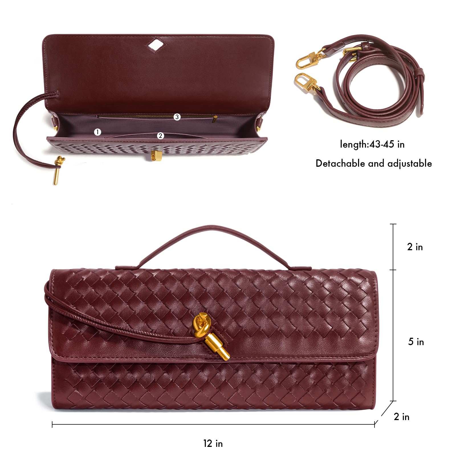 Jumping Deer Woven Clutch Purse | PU Leather Evening Bag | Clutch, Shoulder & Crossbody