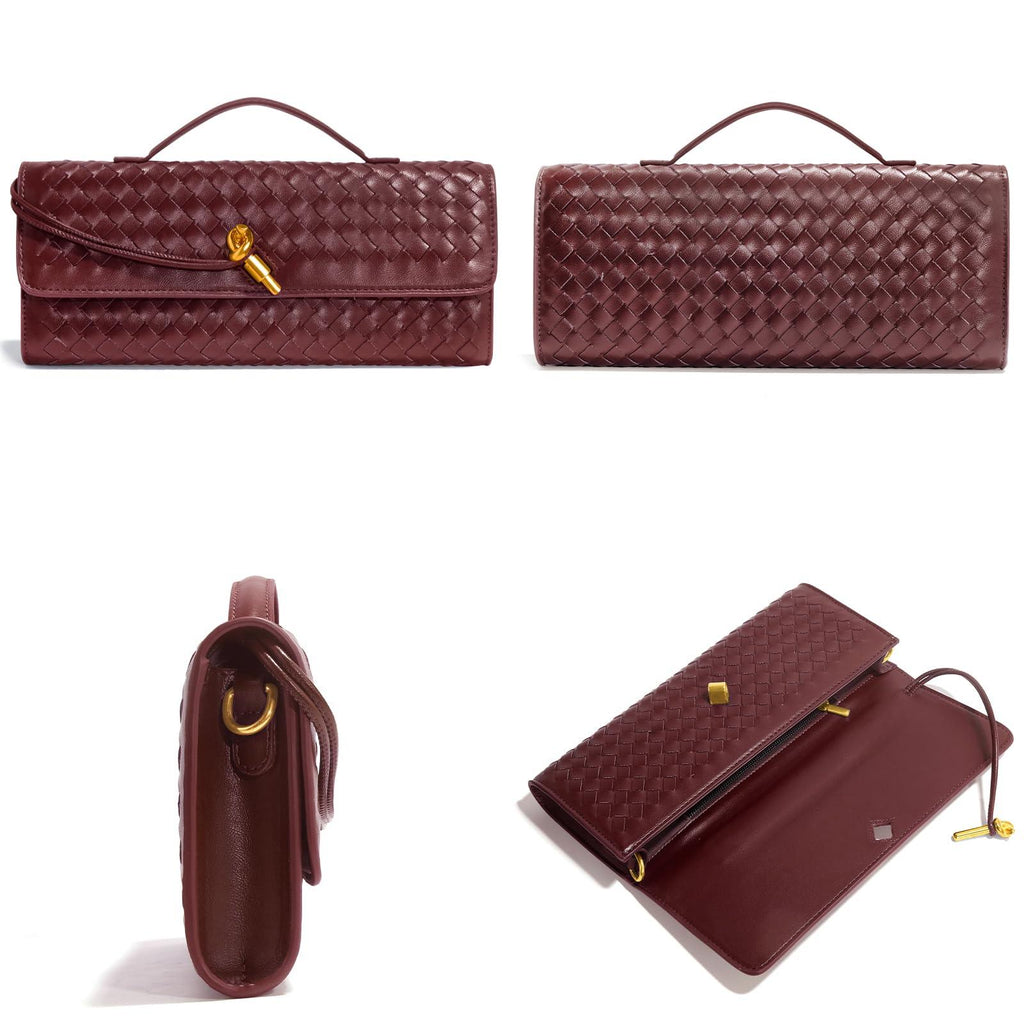 Jumping Deer Woven Clutch Purse | PU Leather Evening Bag | Clutch, Shoulder & Crossbody