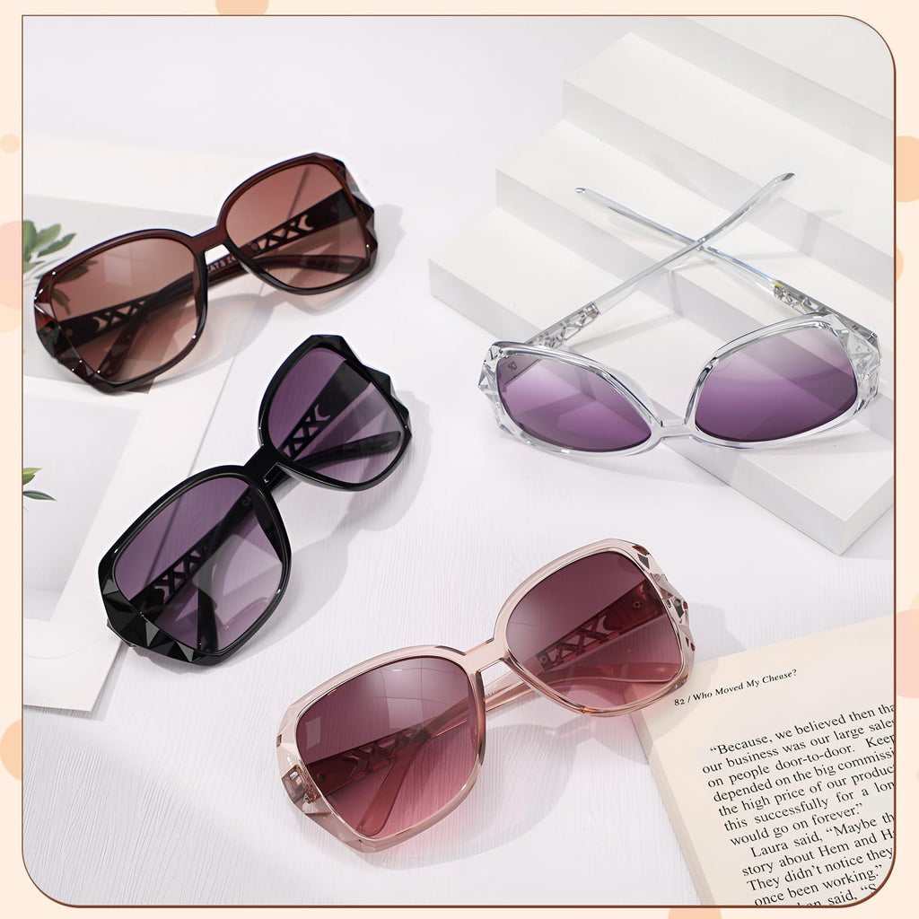 Oversized Rhinestone Sunglasses Set - Dazzling look.