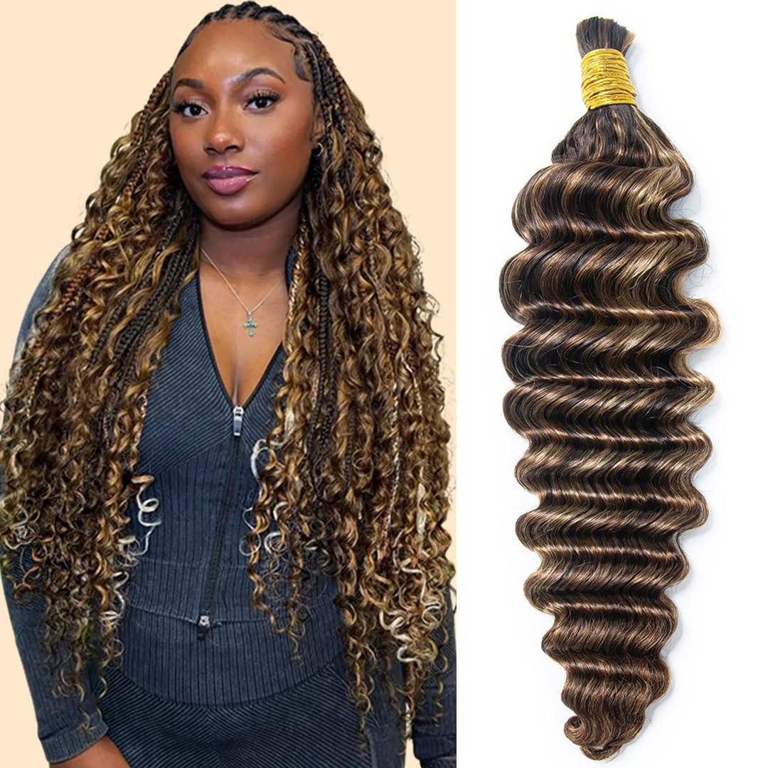 YWIGS 100% Human Braiding Hair 100g – Boho Knotless Braids, Deep Wave, Water Wave & More