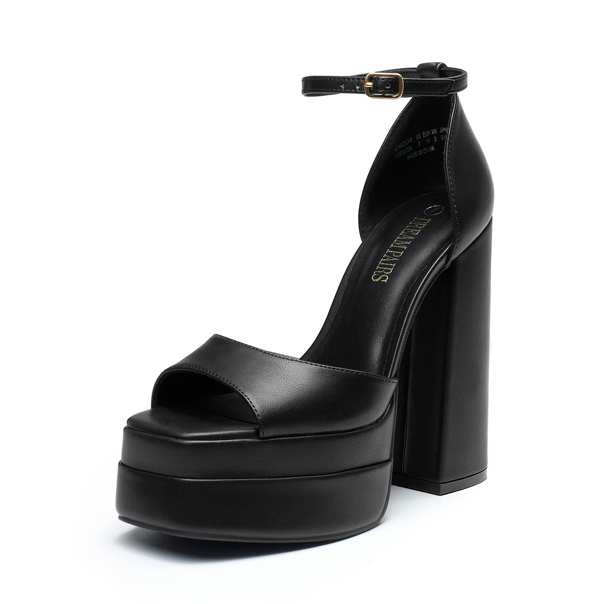 DREAM PAIRS Women's 5.5" Chunky Block Platform Heel Sandals | Open Square Toe Ankle Strap