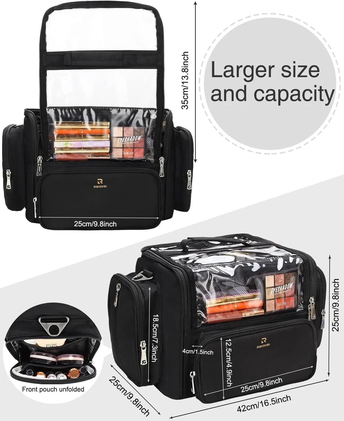 Extra Large Professional Makeup Brush Bag with Adjustable Dividers & Shoulder Strap - Dazzling Beauty Solution