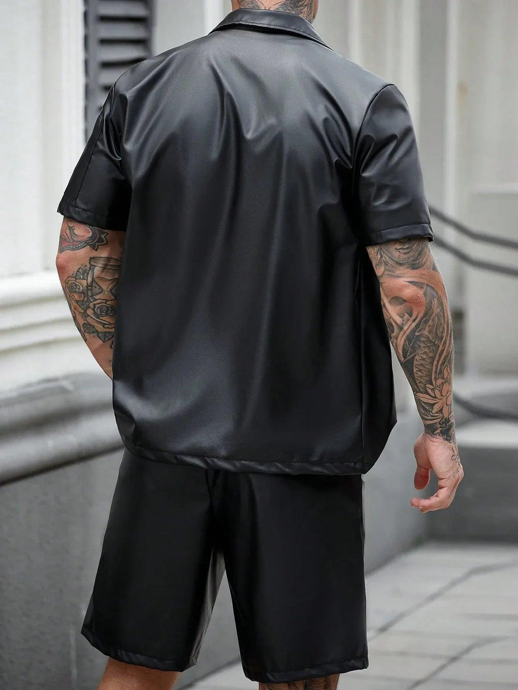 Manfinity LEGND Men'S Solid Front Button Short Sleeve Shirt and Drawstring Waist Pocket Shorts Set Men'S Outfits Sets Men Fashion Clothes Men Outfits 2 Pieces Men'S Designer Outfits - Dazzling Beauty Solution