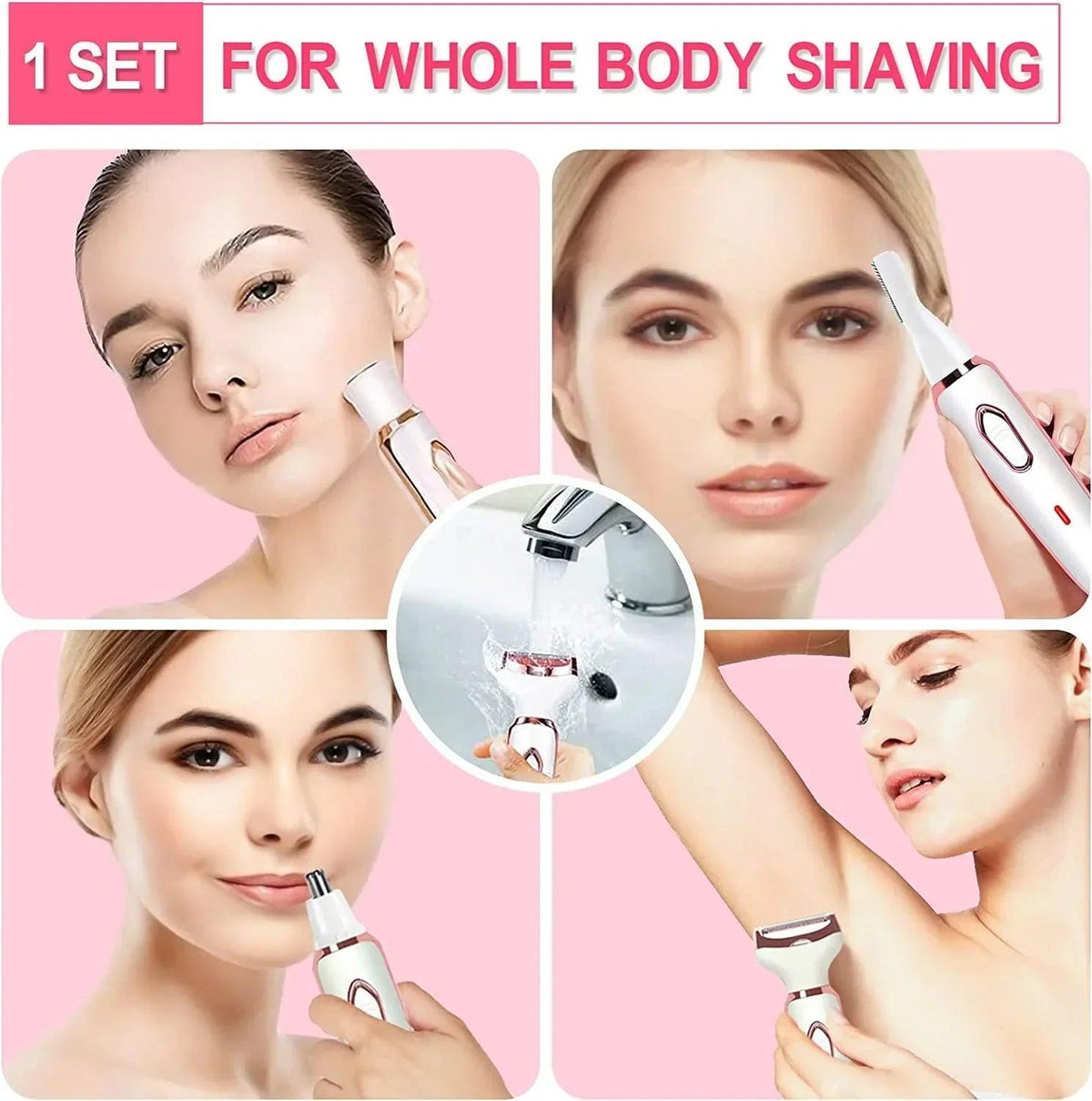 4-in-1 Electric Hair Removal Kit for Women – Bikini, Eyebrow, Nose & Facial Trimmer Set - Dazzling Beauty Solution