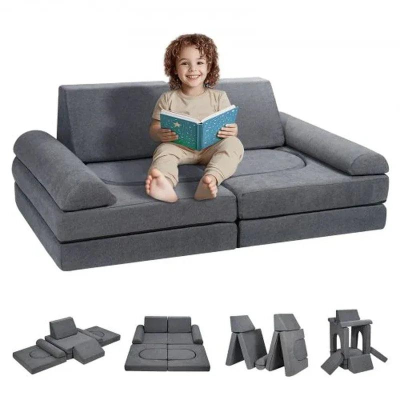 Modular Kids Play Sofa – Soft Suede Convertible Couch for Toddlers - Dazzling Beauty Solution