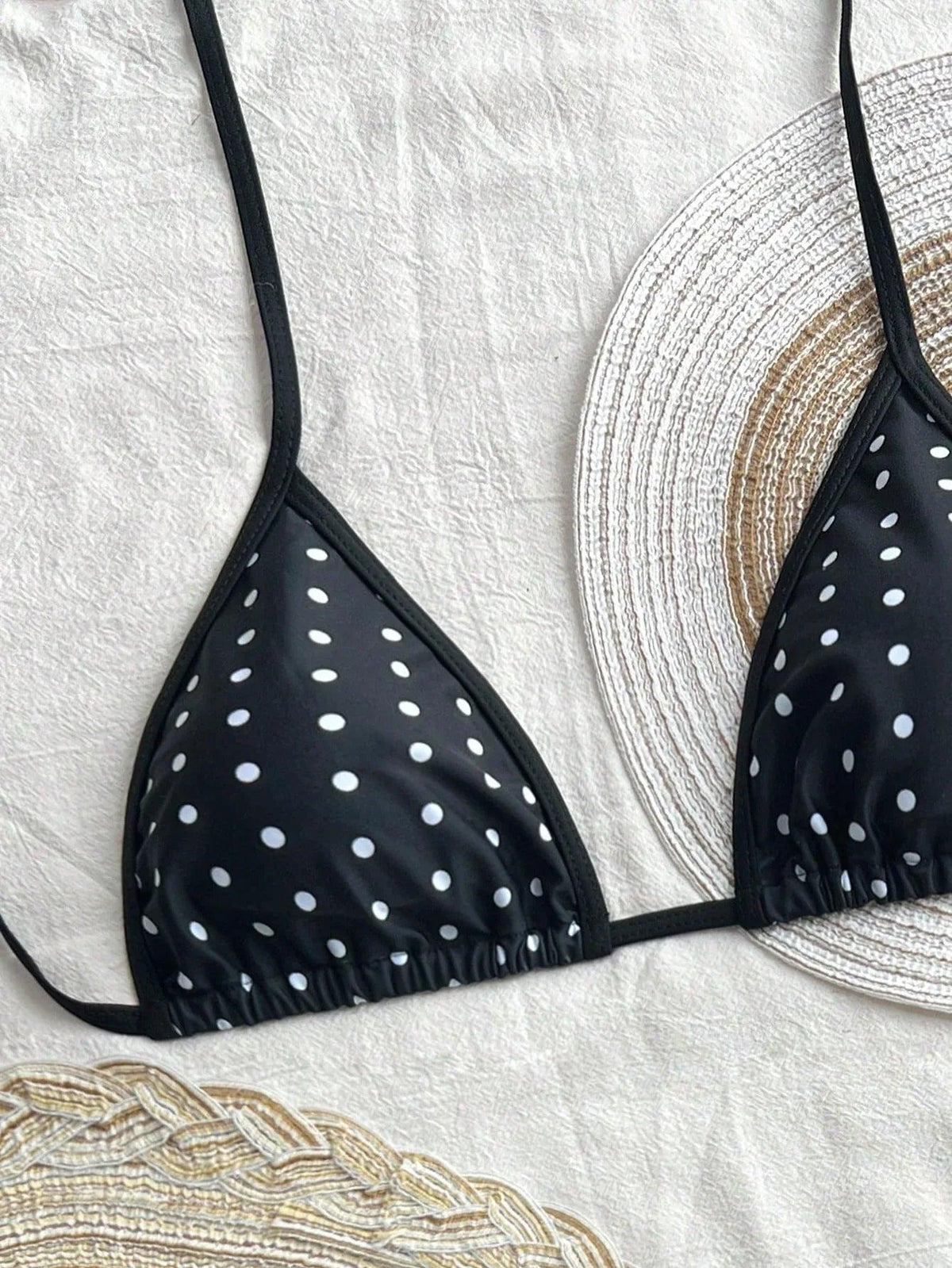 Swim Chiccia Women’s 2-Piece Polka Dot Bikini – Spaghetti Strap Top & Ruffled Contrast Bottoms - Dazzling Beauty Solution