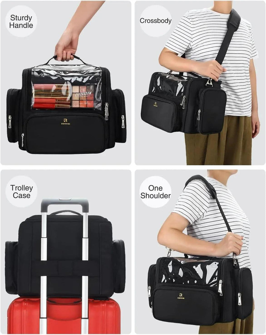 Extra Large Professional Makeup Brush Bag with Adjustable Dividers & Shoulder Strap - Dazzling Beauty Solution