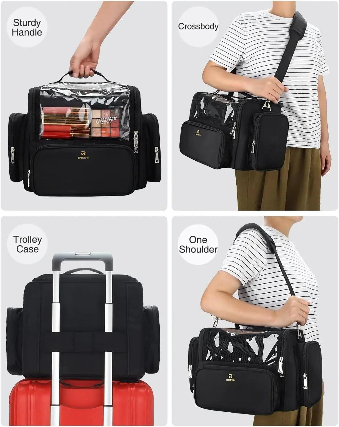 Extra Large Professional Makeup Brush Bag with Adjustable Dividers & Shoulder Strap - Dazzling Beauty Solution