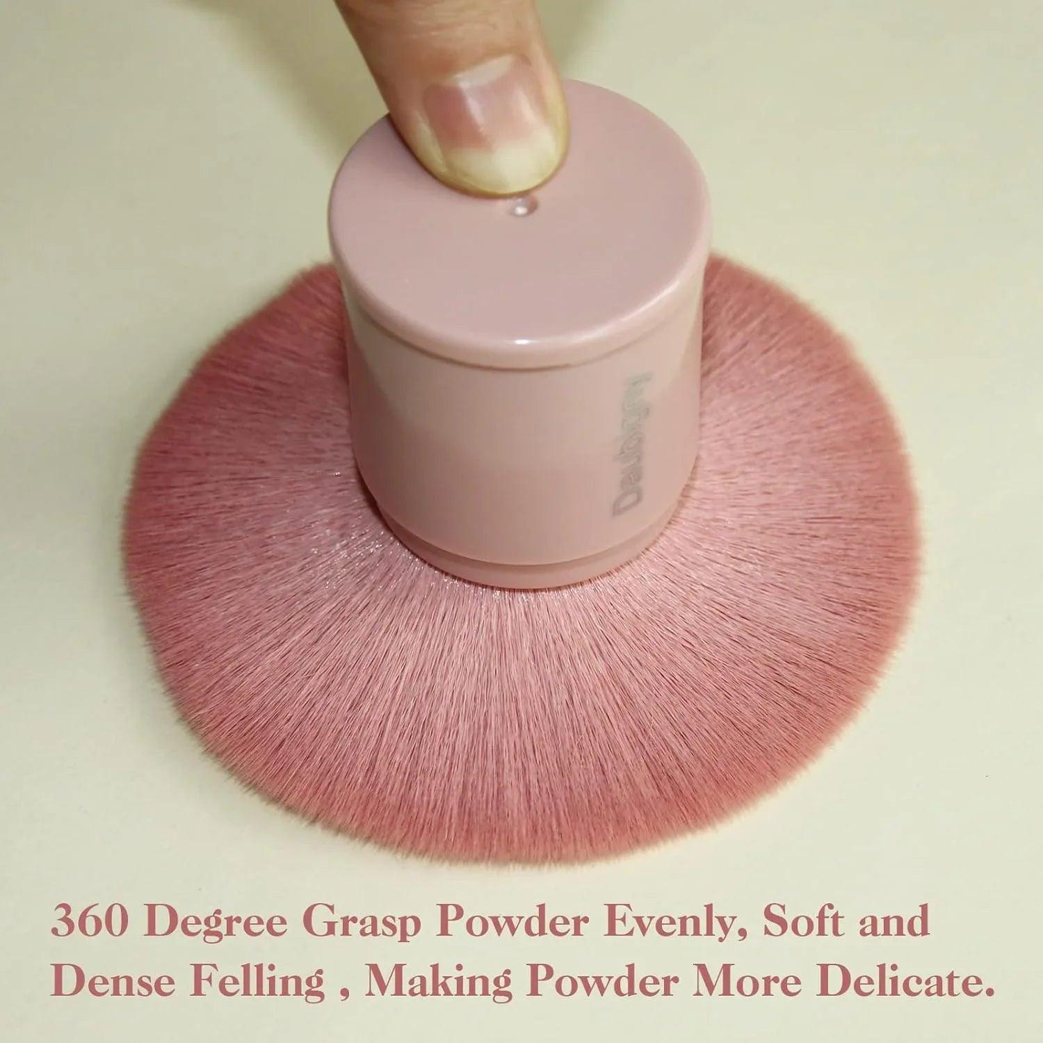 Retractable Kabuki Makeup Brush, Powder Brushes Foundation Travel Foundation Brush for Blush Bronzer & Powder (Pink) - Dazzling Beauty Solution
