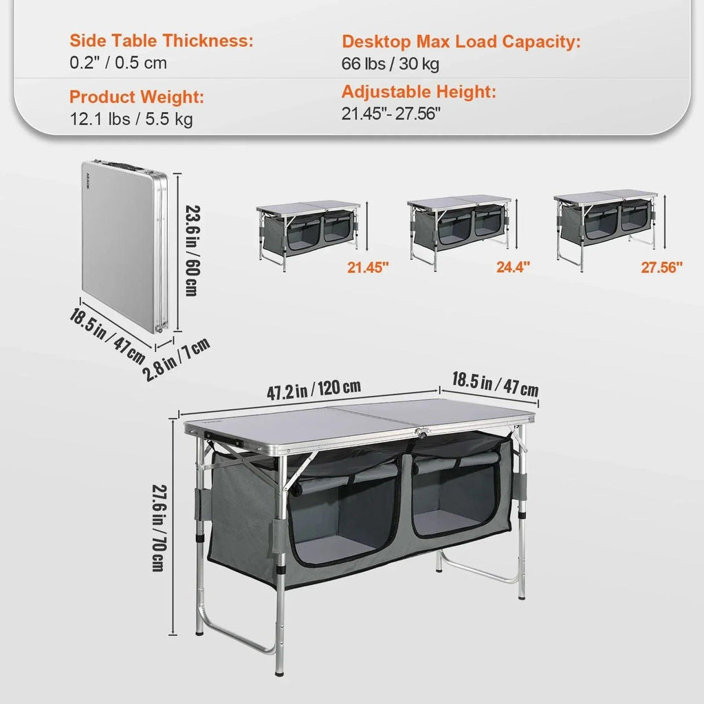 VEVOR Folding Camping Kitchen Table – Portable Outdoor Cooking Station - Dazzling Beauty Solution