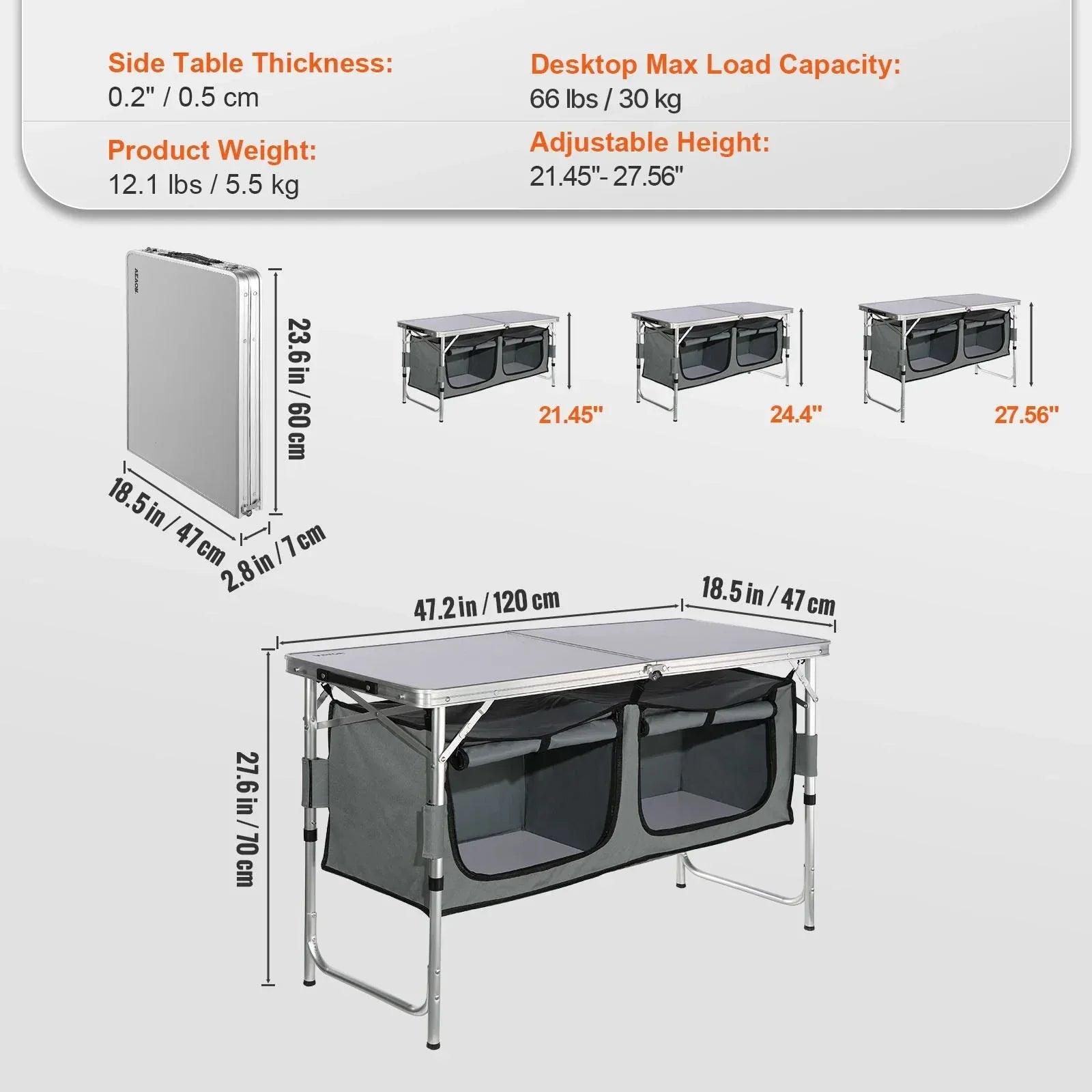 VEVOR Folding Camping Kitchen Table – Portable Outdoor Cooking Station - Dazzling Beauty Solution