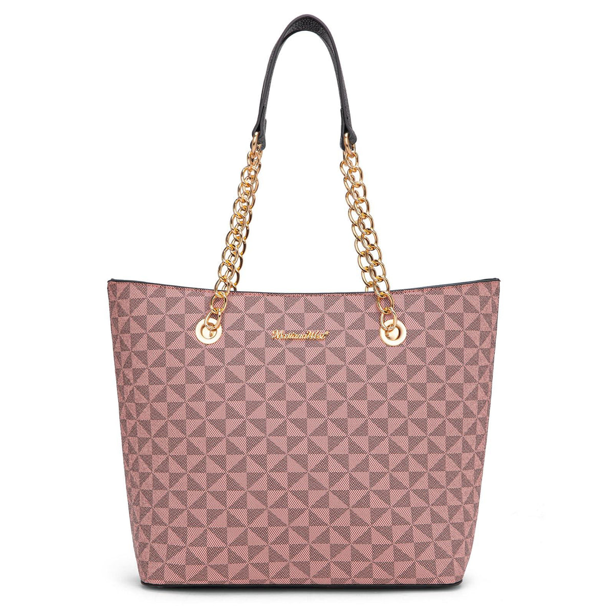 Montana West Chain Top-Handle Tote Bag Large Capacity Vegan Leather